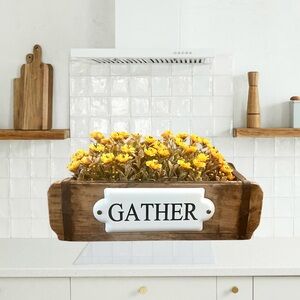 Farmhouse Antique Brick
Mold Tray with Gather Sign on it (greenery not included)